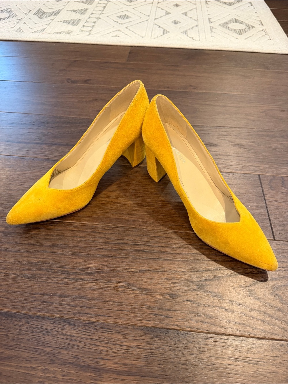 Marc Fisher Zala Block Heel Pump
Yellow Suede Dress Heels - Size 7.5 - C61-099